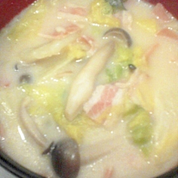 白菜とベーコンのシチュー風、ミルク煮スープ